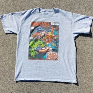 Y2K 2000s Marvel Superheroes Comic Cover Print T-Shirt Size (L)